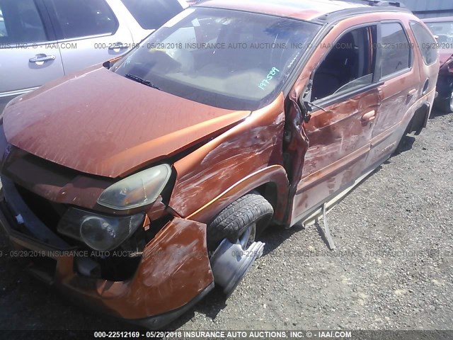 3G7DA03E14S520386 - 2004 PONTIAC AZTEK ORANGE photo 6