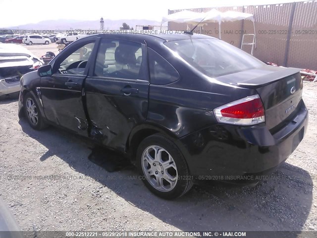 1FAHP35N98W185832 - 2008 FORD FOCUS SE/SEL/SES BLACK photo 3