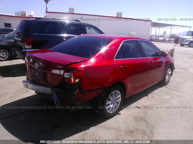 4T4BF1FK5CR190771 - 2012 TOYOTA CAMRY SE/LE/XLE RED photo 4