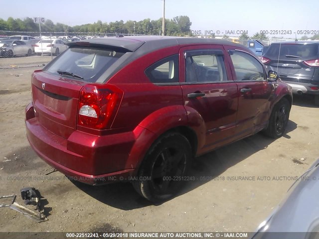 1B3HB48B87D321640 - 2007 DODGE CALIBER SXT RED photo 4