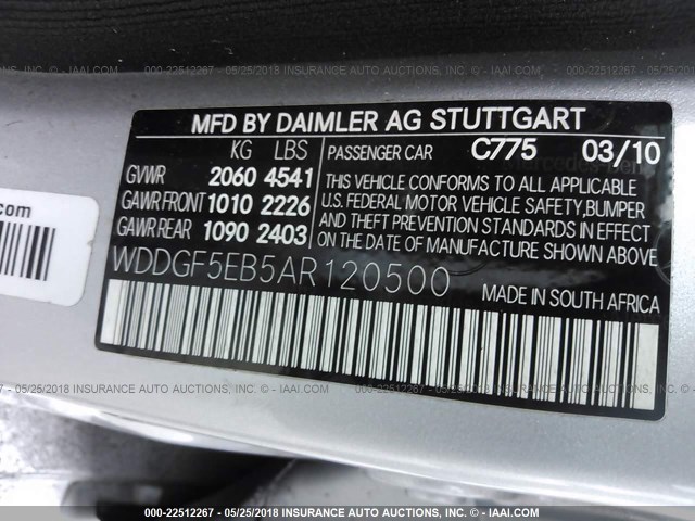 WDDGF5EB5AR120500 - 2010 MERCEDES-BENZ C 300 SILVER photo 9