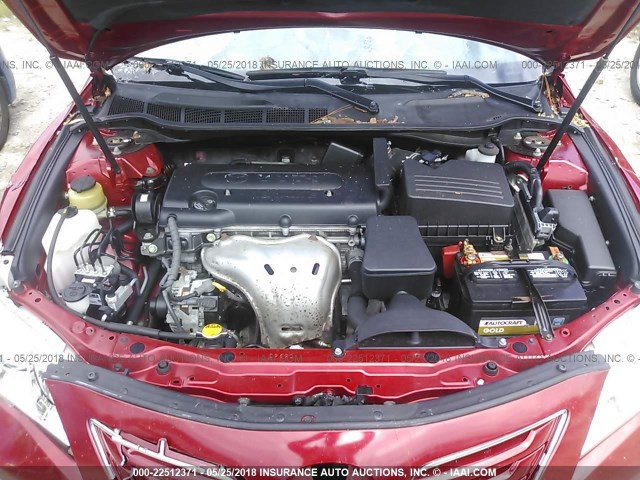 4T1BE46K98U242294 - 2008 TOYOTA CAMRY CE/LE/XLE/SE RED photo 10