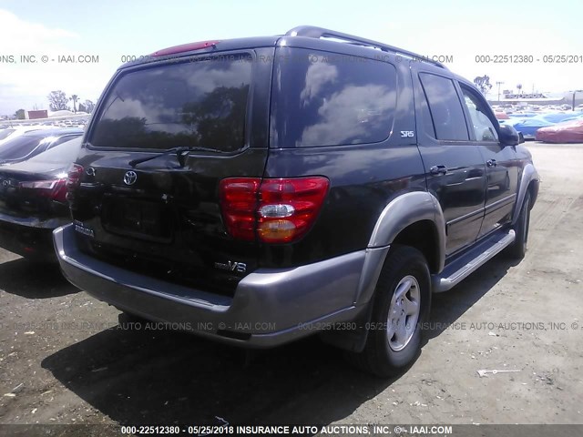 5TDZT34AX1S032486 - 2001 TOYOTA SEQUOIA SR5 BLACK photo 4