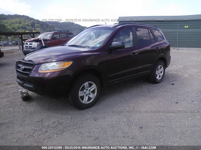 5NMSG73D59H253498 - 2009 HYUNDAI SANTA FE GLS BURGUNDY photo 2