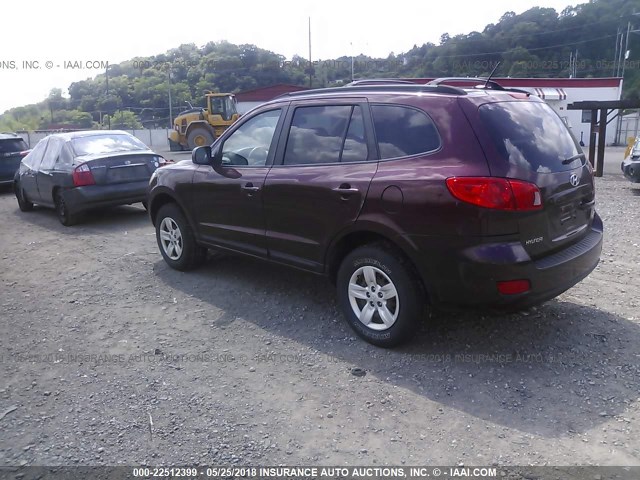 5NMSG73D59H253498 - 2009 HYUNDAI SANTA FE GLS BURGUNDY photo 3