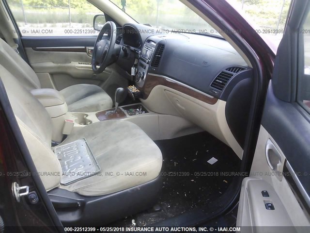 5NMSG73D59H253498 - 2009 HYUNDAI SANTA FE GLS BURGUNDY photo 5