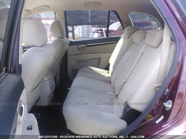 5NMSG73D59H253498 - 2009 HYUNDAI SANTA FE GLS BURGUNDY photo 8