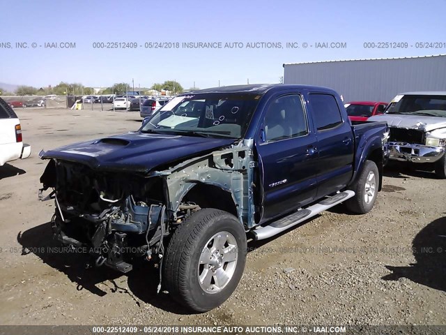 5TEJU62N08Z489015 - 2008 TOYOTA TACOMA DOUBLE CAB PRERUNNER BLUE photo 2