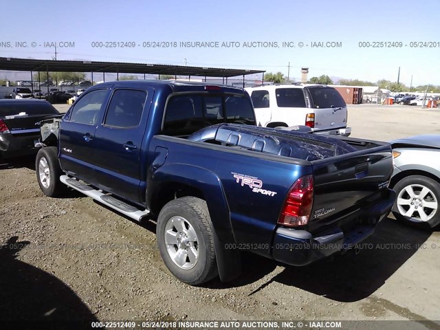 5TEJU62N08Z489015 - 2008 TOYOTA TACOMA DOUBLE CAB PRERUNNER BLUE photo 3