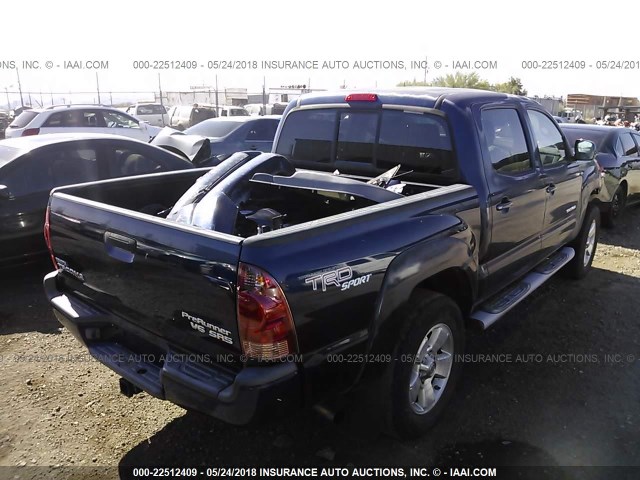 5TEJU62N08Z489015 - 2008 TOYOTA TACOMA DOUBLE CAB PRERUNNER BLUE photo 4