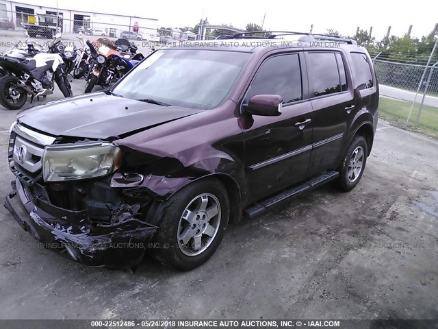 5FNYF3H96BB051058 - 2011 HONDA PILOT TOURING MAROON photo 2