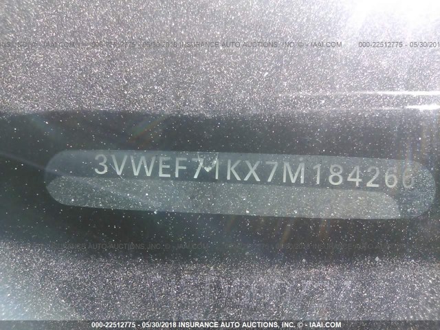 3VWEF71KX7M184266 - 2007 VOLKSWAGEN JETTA WOLFSBURG 灰色 照片 9