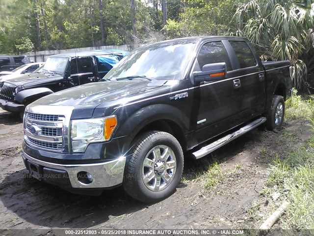 1FTFW1CT3DFC76082 - 2013 FORD F150 SUPERCREW BLACK photo 2