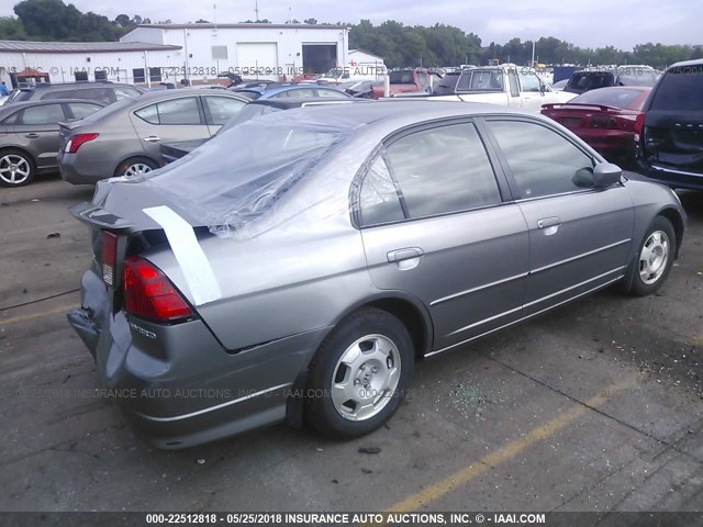 JHMES96675S007229 - 2005 HONDA CIVIC HYBRID GRAY photo 4