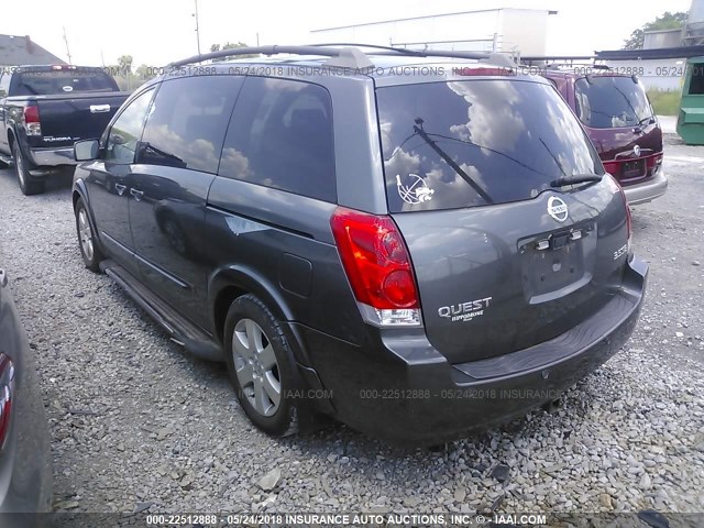 5N1BV28U95N115246 - 2005 NISSAN QUEST S/SE/SL GRAY photo 3