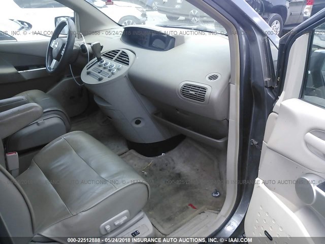 5N1BV28U95N115246 - 2005 NISSAN QUEST S/SE/SL GRAY photo 5