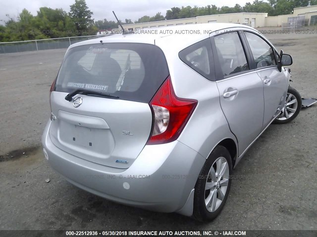 3N1CE2CP4EL436592 - 2014 NISSAN VERSA NOTE S/S PLUS/SV/SL SILVER photo 4