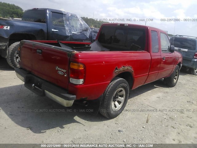 1FTYR14VXXTA04344 - 1999 FORD RANGER SUPER CAB RED photo 4