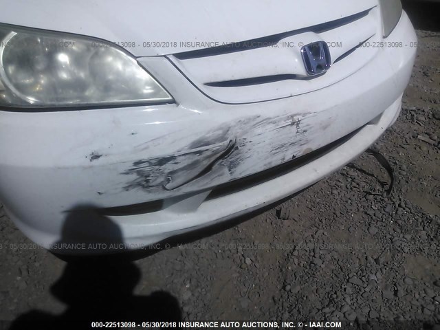 1HGES16375L020874 - 2005 HONDA CIVIC DX VP WHITE photo 6