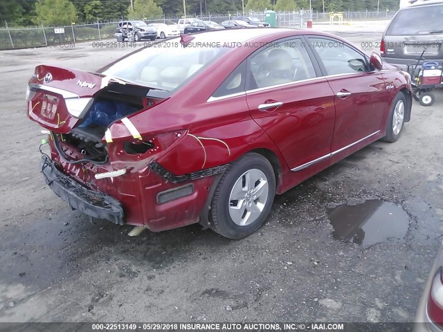 KMHEC4A46CA060218 - 2012 HYUNDAI SONATA HYBRID RED photo 4