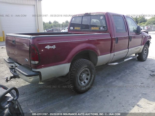 1FTNW21L01ED51195 - 2001 FORD F250 SUPER DUTY RED photo 4