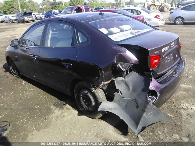 KMHDU46D87U235803 - 2007 HYUNDAI ELANTRA GLS/SE/LIMITED PURPLE photo 3