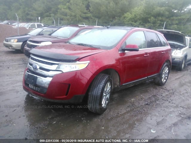 2FMDK4KC3BBB26215 - 2011 FORD EDGE LIMITED RED photo 2