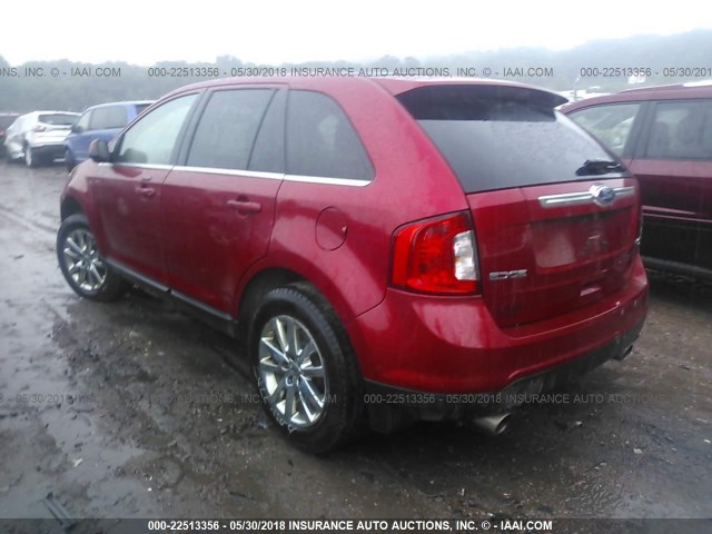 2FMDK4KC3BBB26215 - 2011 FORD EDGE LIMITED RED photo 3