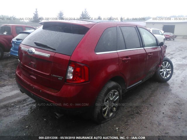 2FMDK4KC3BBB26215 - 2011 FORD EDGE LIMITED RED photo 4