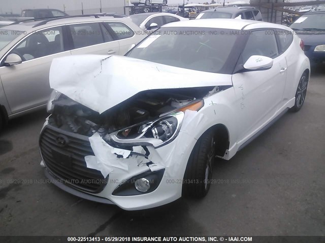 KMHTC6AE1GU263291 - 2016 HYUNDAI VELOSTER TURBO WHITE photo 2