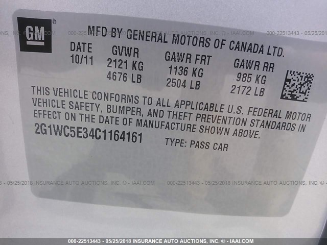 2G1WC5E34C1164161 - 2012 CHEVROLET IMPALA LTZ SILVER photo 9