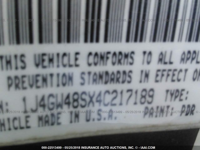 1J4GW48SX4C217189 - 2004 JEEP GRAND CHEROKEE LAREDO/COLUMBIA/FREEDOM GRAY photo 9