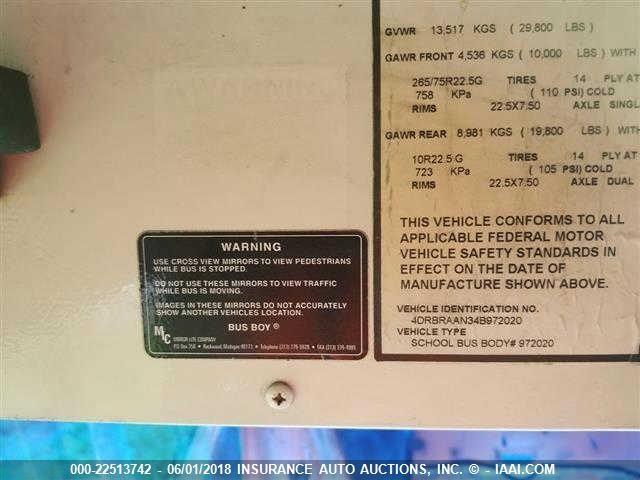 4DRBRAAN34B972020 - 2004 IC CORPORATION 3000 YELLOW photo 10