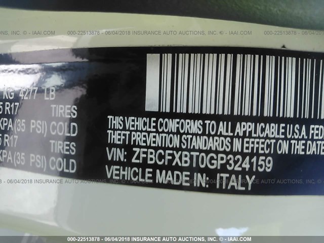 ZFBCFXBT0GP324159 - 2016 FIAT 500X EASY თეთრი ფოტო 9