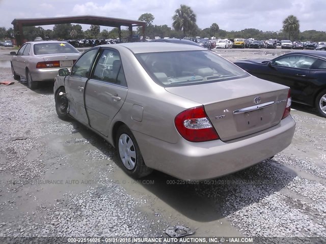 4T1BE32K03U670313 - 2003 TOYOTA CAMRY LE/XLE/SE ოქროსფერი ფოტო 3