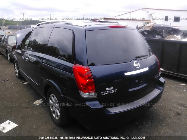 5N1BV28U78N108784 - 2008 NISSAN QUEST S/SE/SL Dark Blue photo 3