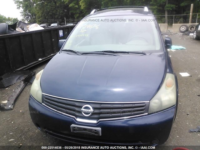 5N1BV28U78N108784 - 2008 NISSAN QUEST S/SE/SL Dark Blue photo 6