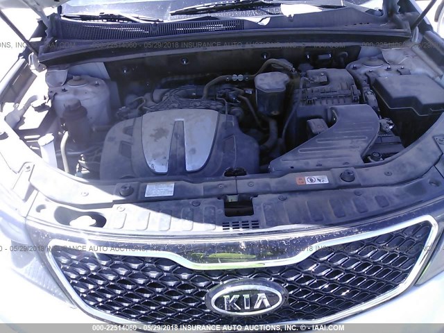 5XYKWDA28DG369672 - 2013 KIA SORENTO SX SILVER photo 10