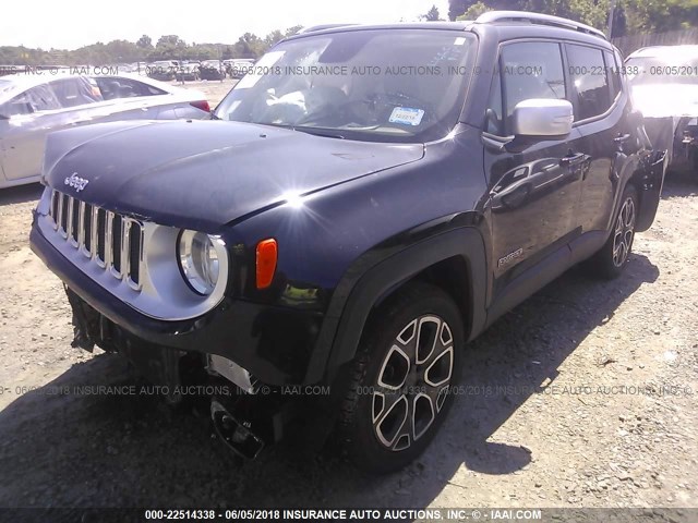 ZACCJADTXFPC40597 - 2015 JEEP RENEGADE LIMITED BLACK photo 2