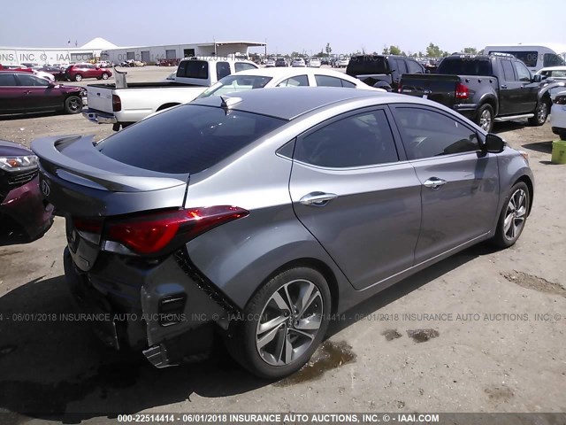 5NPDH4AE8EH512644 - 2014 HYUNDAI ELANTRA SE/SPORT/LIMITED GRAY photo 4