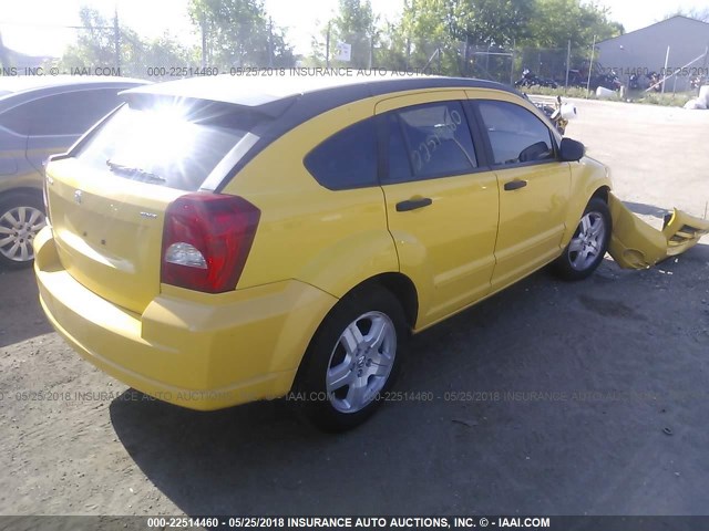 1B3HB48B17D532940 - 2007 DODGE CALIBER SXT YELLOW photo 4