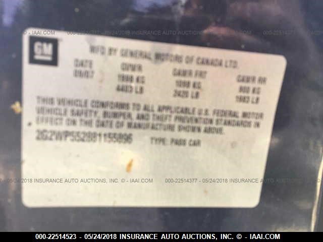 2G2WP552881155896 - 2008 PONTIAC GRAND PRIX BLACK photo 9