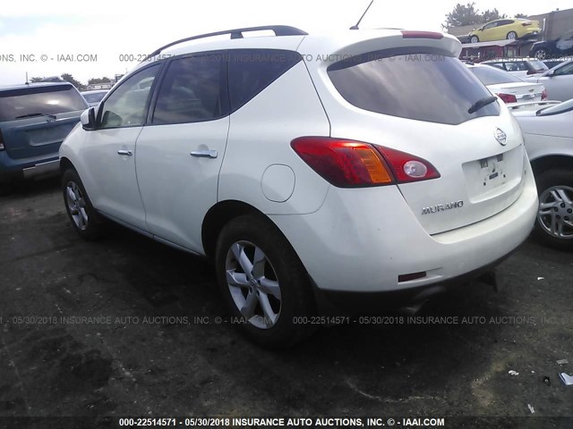 JN8AZ18W89W138666 - 2009 NISSAN MURANO S/SL/LE WHITE photo 3