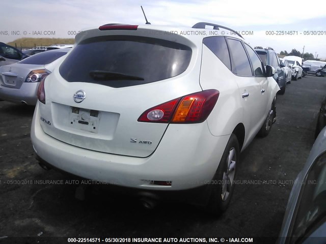 JN8AZ18W89W138666 - 2009 NISSAN MURANO S/SL/LE WHITE photo 4