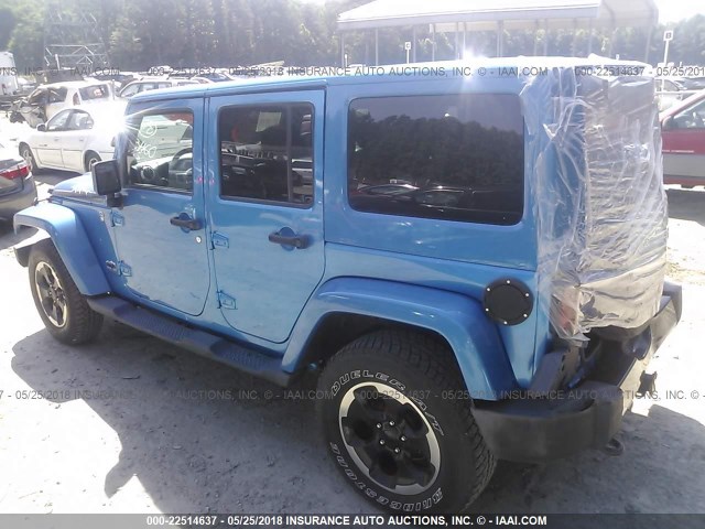 1C4HJWEG8EL202454 - 2014 JEEP WRANGLER UNLIMITE SAHARA BLUE photo 3