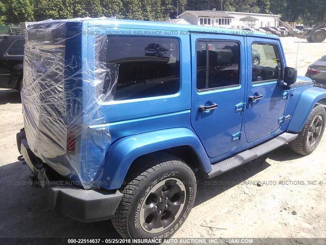 1C4HJWEG8EL202454 - 2014 JEEP WRANGLER UNLIMITE SAHARA BLUE photo 4