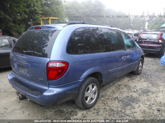 2D4GP44L77R143701 - 2007 DODGE GRAND CARAVAN SXT BLUE photo 4