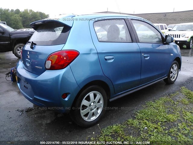 ML32A4HJ3EH022144 - 2014 MITSUBISHI MIRAGE ES BLUE photo 4