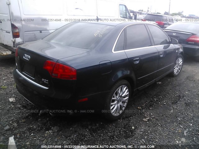 WAUDF78E58A168390 - 2008 AUDI A4 2.0T QUATTRO BLUE photo 4