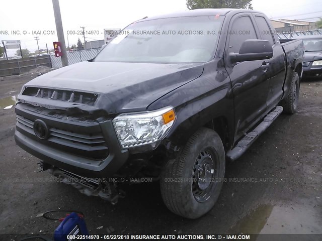 5TFRM5F12EX073295 - 2014 TOYOTA TUNDRA DOUBLE CAB SR/SR5 BLACK photo 2